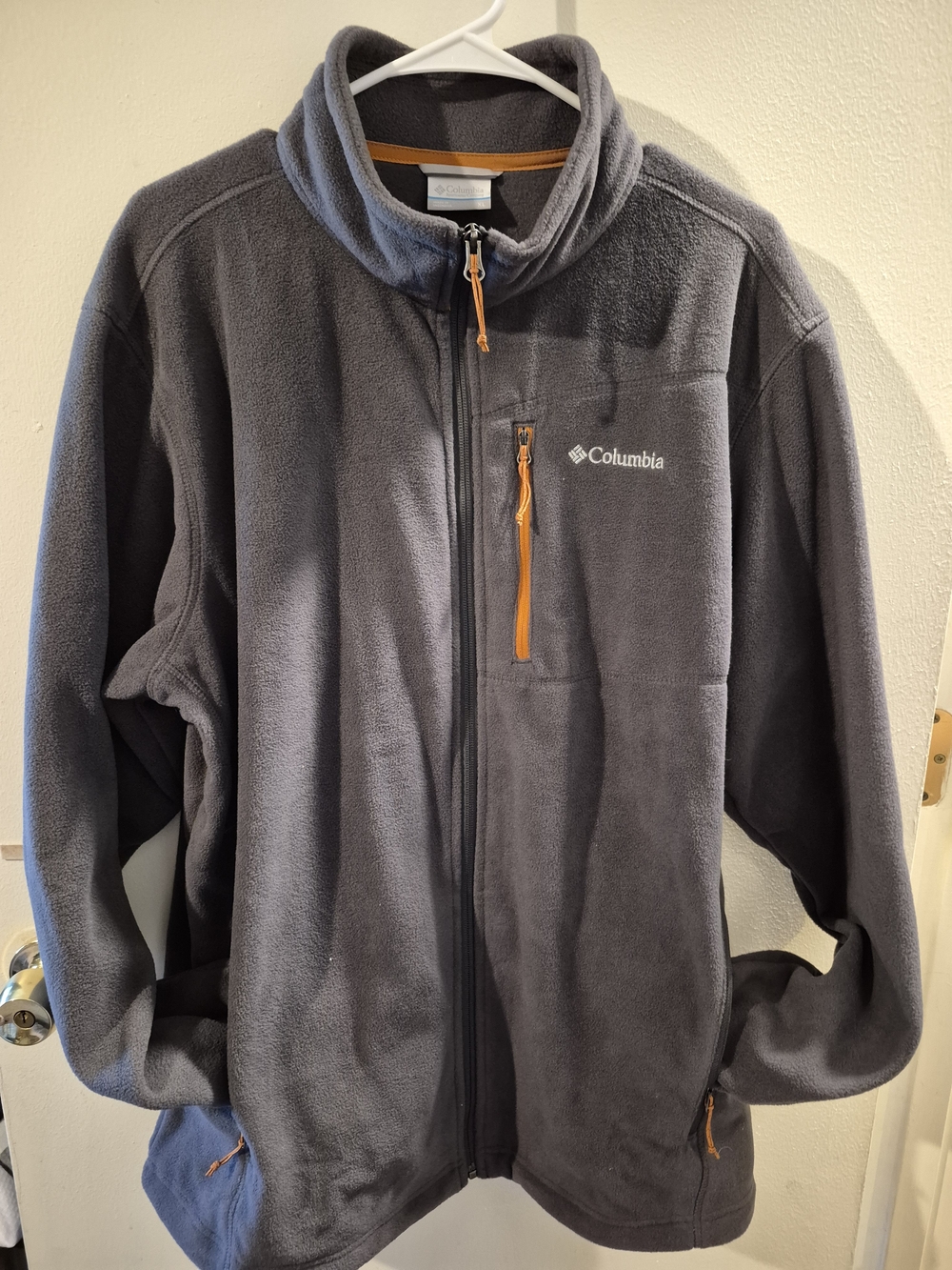 Columbia Gray Fleece Jacket with Orange Accents